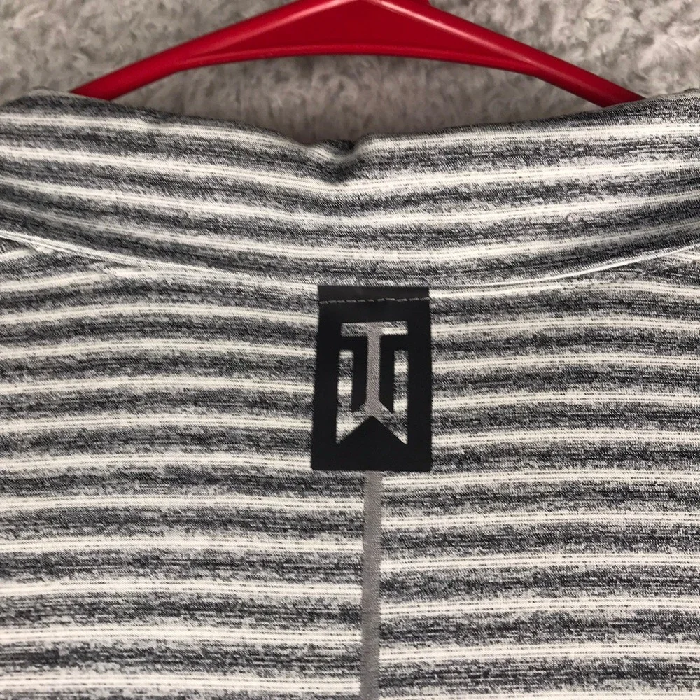 Nike Tiger Woods Golf Polo Shirt Mens XL Grey Striped Oklahoma OU Logo